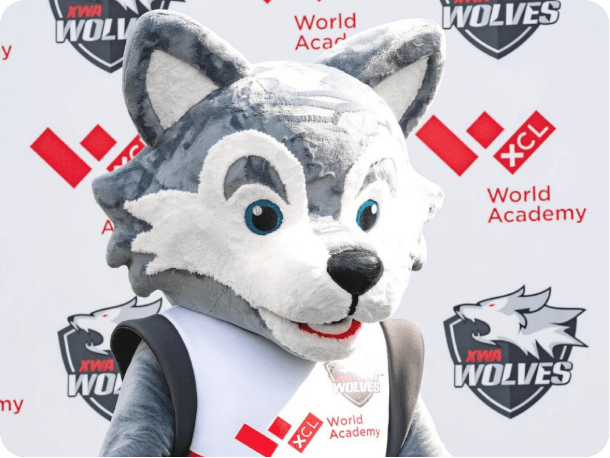 XCL World Academy Wolves mascot costume
