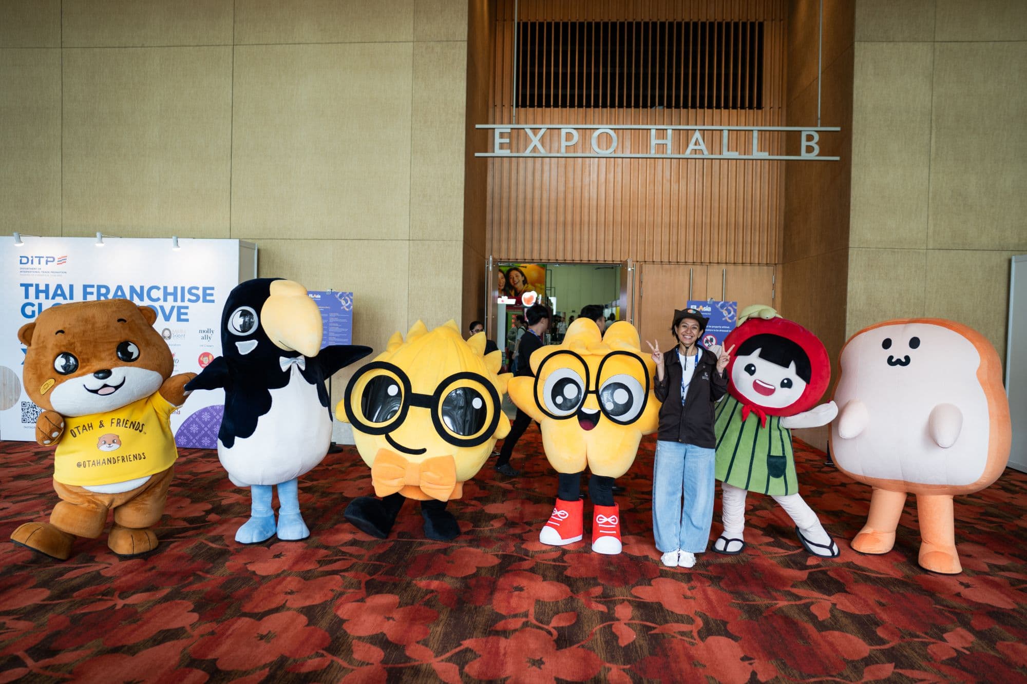Mascots outside Expo Hall B at FLAsia